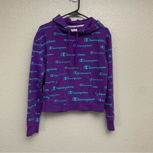 Champion Women’s Purple & Teal Crop Hoodie Size Small